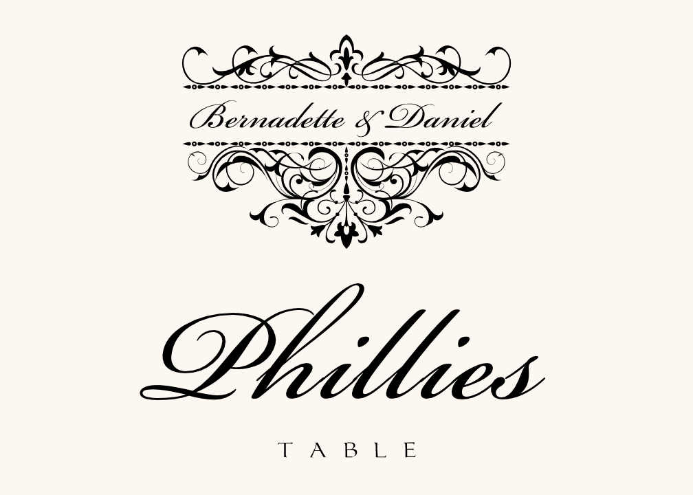 Emerson Vintage Monogram and Flourish Wedding Table Name Cards